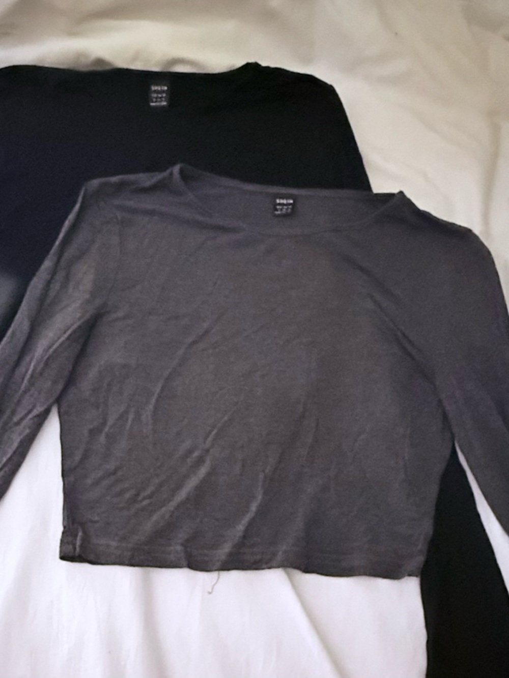 SHEIN Black and Charcoal Long Sleeve Crewneck Top